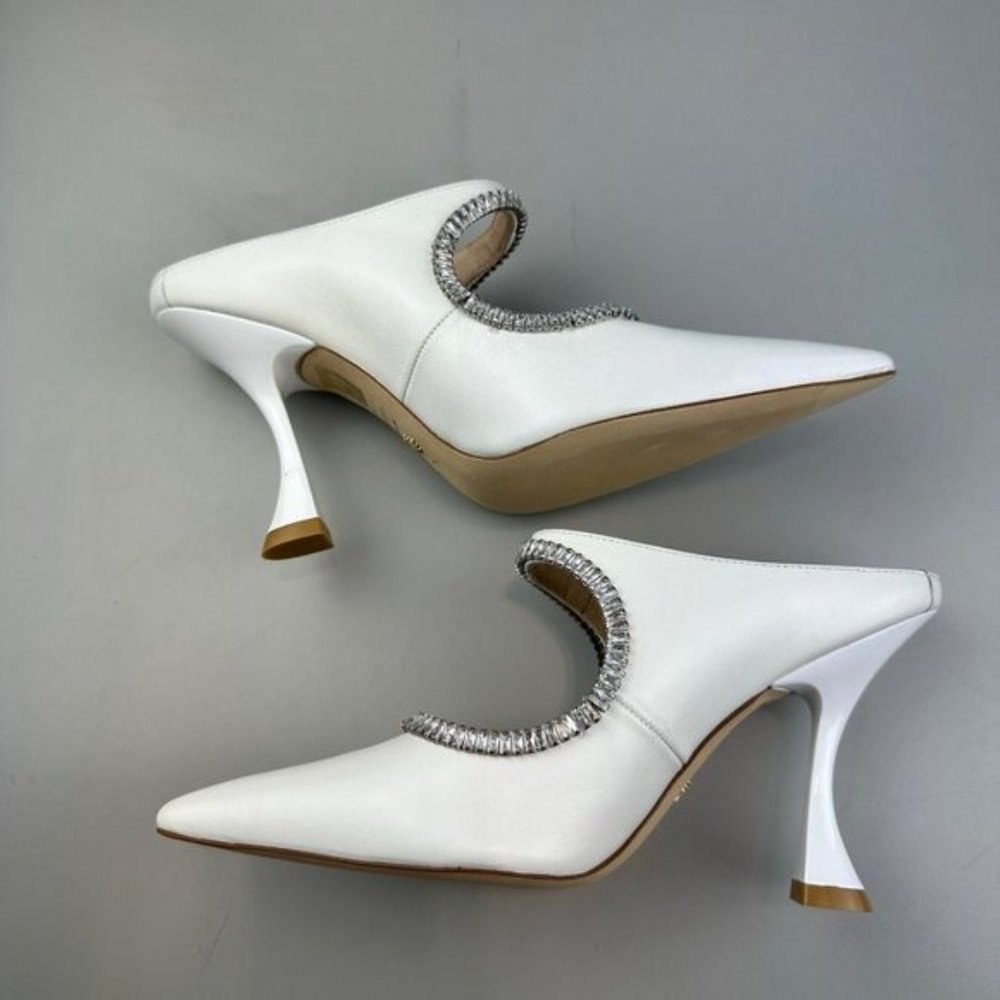 Stuart Weitzman Xcurve Crystal 100 Mule In White … - image 7